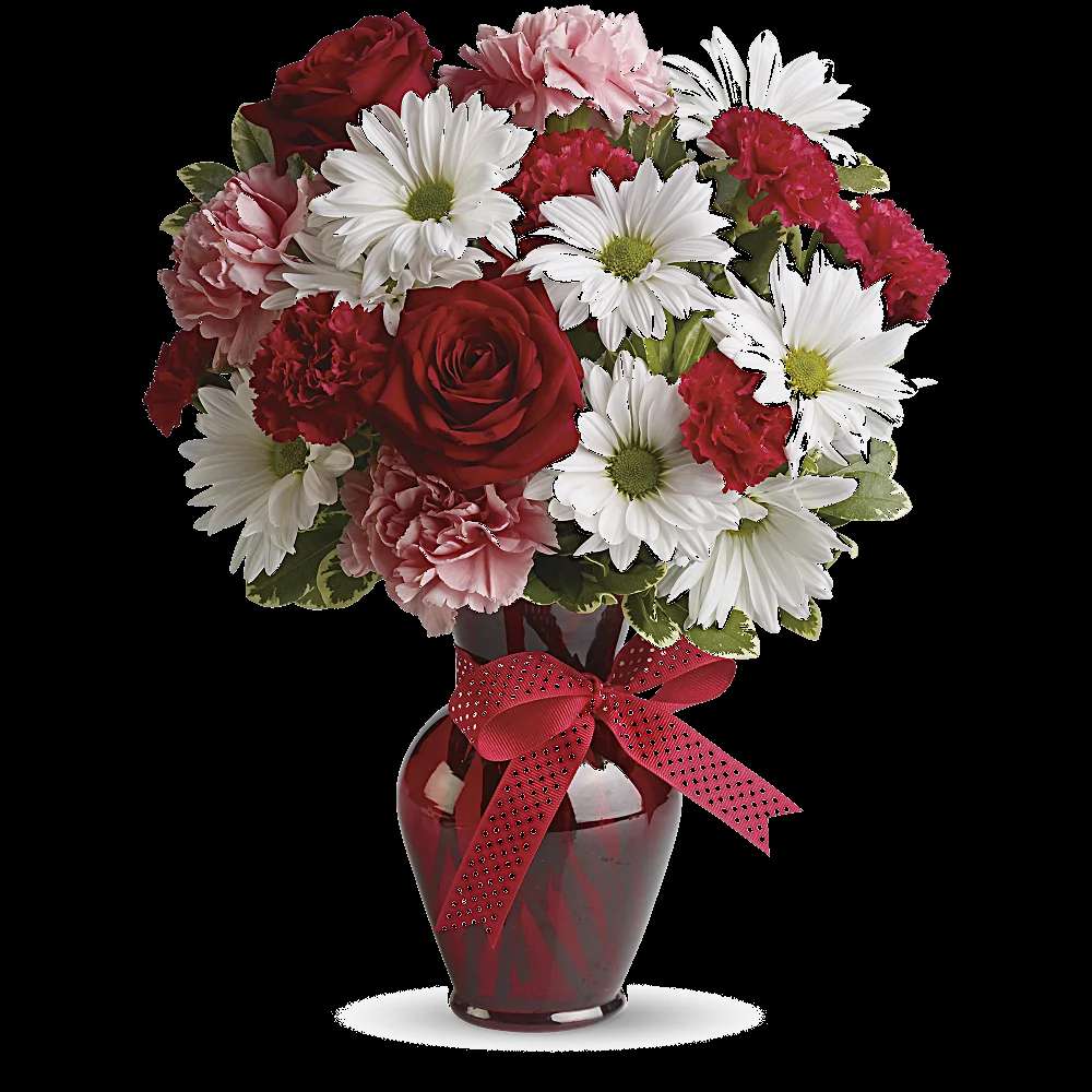 Hugs and Kisses Bouquet with Red Roses
