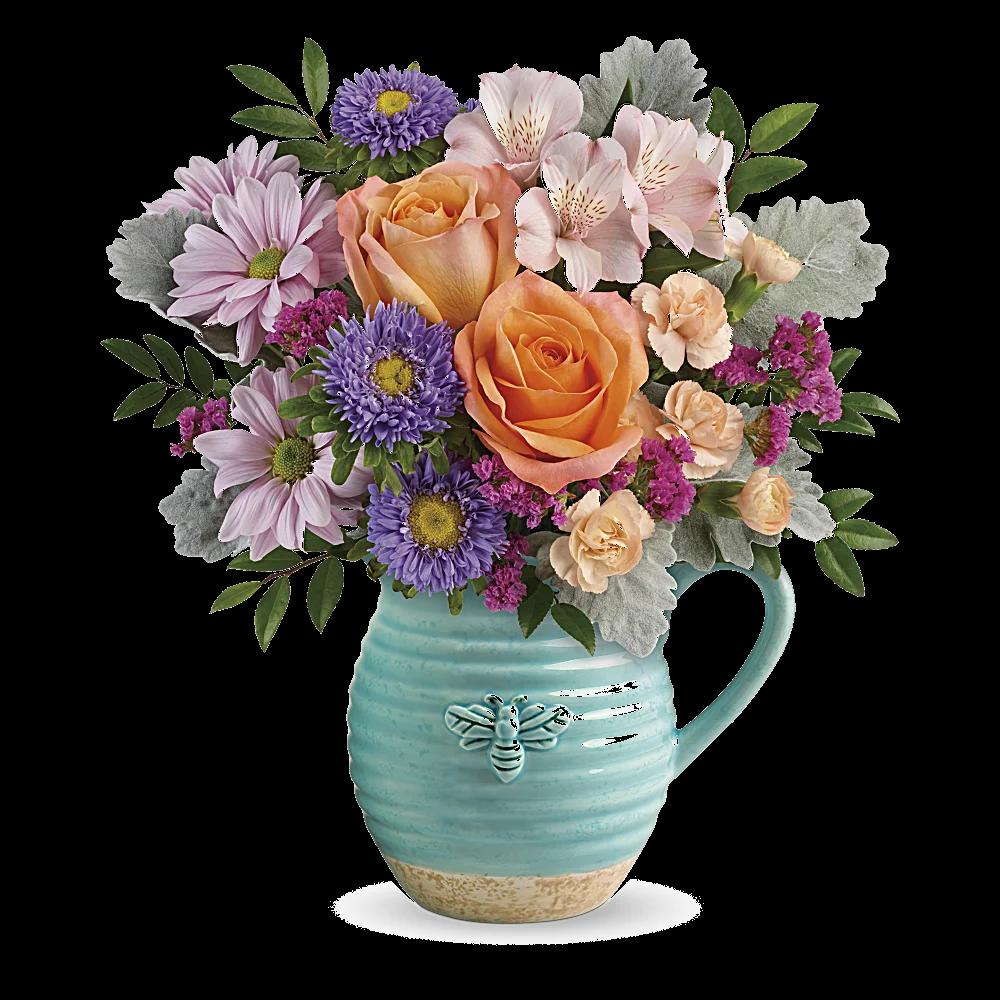 Teleflora's Busy Bee Pitcher Bouquet