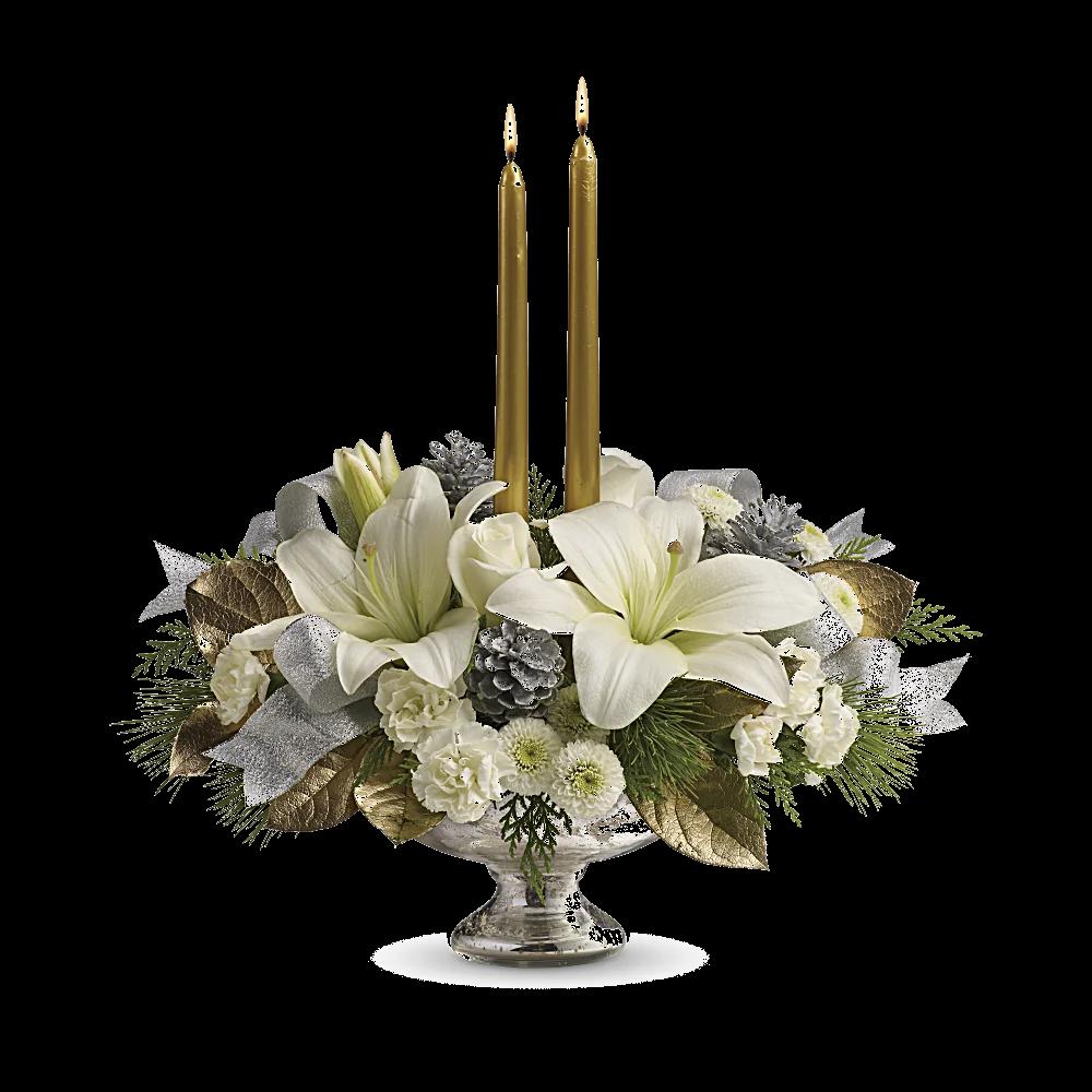 Teleflora's Silver And Gold Centerpiece
